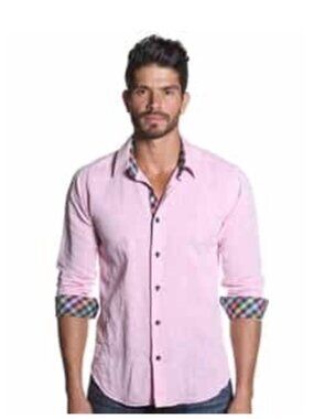 Jared‎ Lang Linen Long Sleeve Button Up Shirt Pink Mens 3XL New